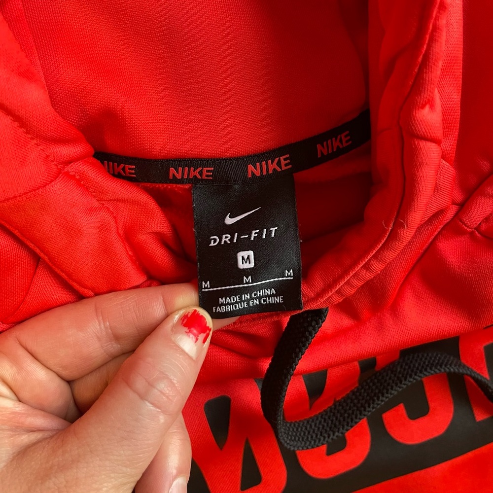 Nike Dri-Fit Swoosh Hoodie - Hot Red & Fleece Lined - Size Medium - Picture 10 of 12